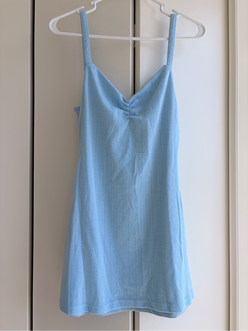 White Fox Boutique Baby Blue Knit Mini Dress | Size Medium